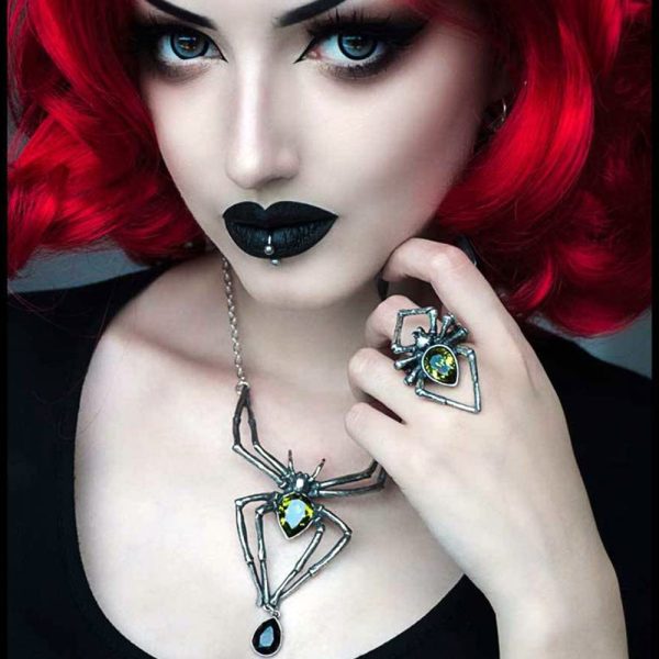 ALCHEMY GOTHIC Bague ‘Emerald Venom’ guranteed de qualité 4