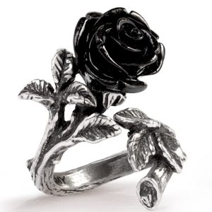 ALCHEMY GOTHIC Bague ‘Wild Black Rose’ marque pas cher 9