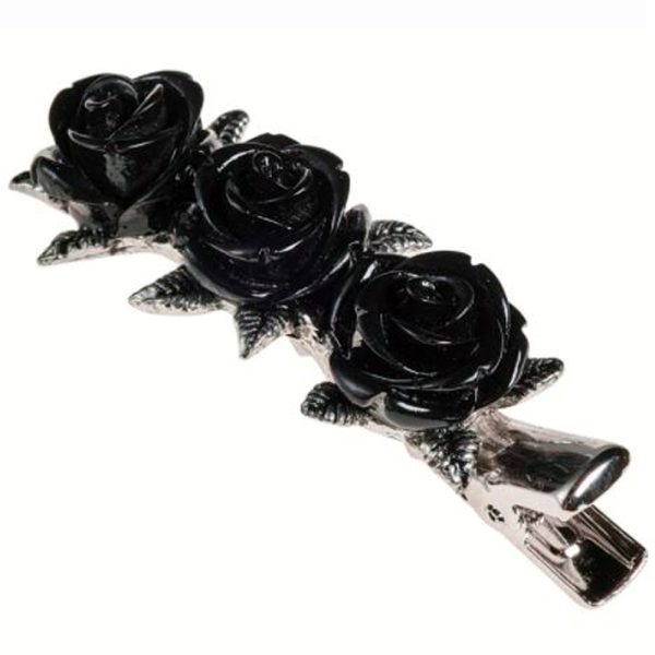 qualité supérieure ALCHEMY GOTHIC Barrette à Cheveux ‘Wild Black Rose’ 1