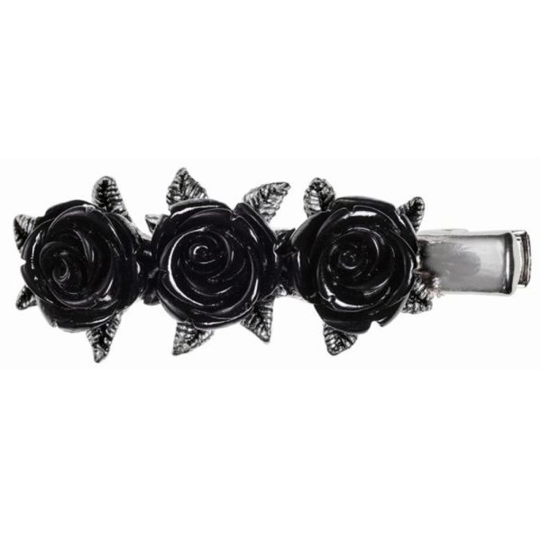 qualité supérieure ALCHEMY GOTHIC Barrette à Cheveux ‘Wild Black Rose’ 4