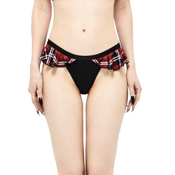 vente à bas prix DEVIL FASHION Bas De Bikini ‘Scotish’ Noir Et Tartan Rouge 3