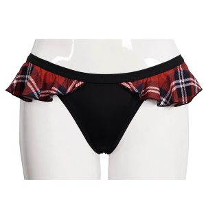 vente à bas prix DEVIL FASHION Bas De Bikini ‘Scotish’ Noir Et Tartan Rouge 38