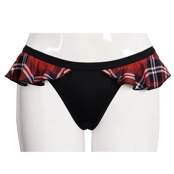 vente à bas prix DEVIL FASHION Bas De Bikini ‘Scotish’ Noir Et Tartan Rouge 12