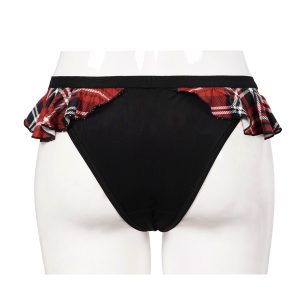 vente à bas prix DEVIL FASHION Bas De Bikini ‘Scotish’ Noir Et Tartan Rouge 40