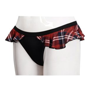 vente à bas prix DEVIL FASHION Bas De Bikini ‘Scotish’ Noir Et Tartan Rouge 42