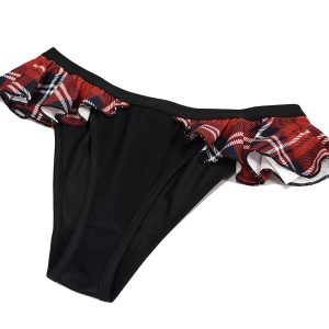 vente à bas prix DEVIL FASHION Bas De Bikini ‘Scotish’ Noir Et Tartan Rouge 44