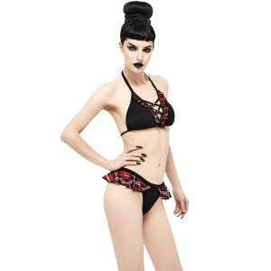 vente à bas prix DEVIL FASHION Bas De Bikini ‘Scotish’ Noir Et Tartan Rouge 26