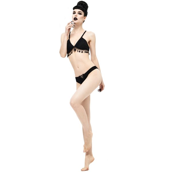 prix abordable DEVIL FASHION Bikini ‘Gothic Tassel’ Noir 13