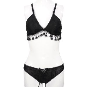 prix abordable DEVIL FASHION Bikini ‘Gothic Tassel’ Noir 46