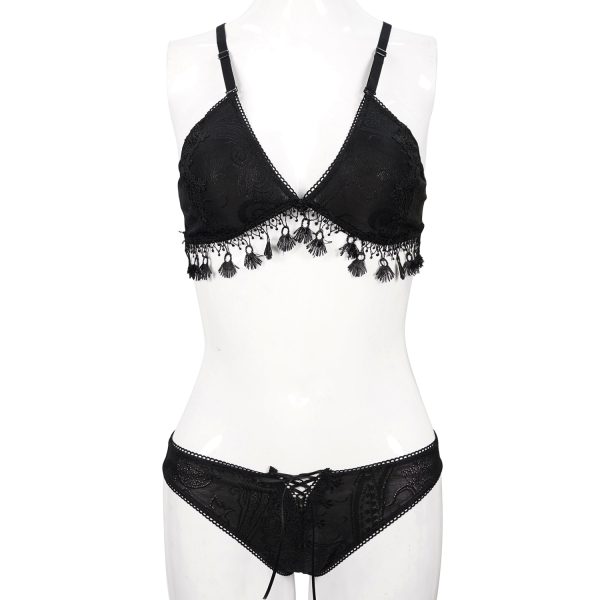 prix abordable DEVIL FASHION Bikini ‘Gothic Tassel’ Noir 14