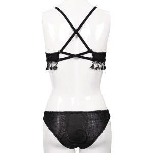 prix abordable DEVIL FASHION Bikini ‘Gothic Tassel’ Noir 48