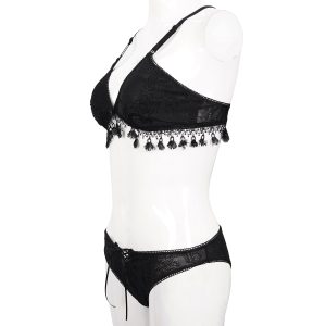 prix abordable DEVIL FASHION Bikini ‘Gothic Tassel’ Noir 50