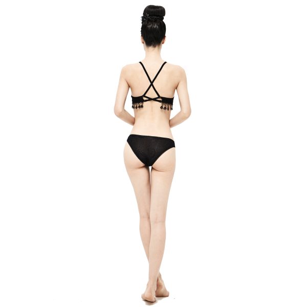 prix abordable DEVIL FASHION Bikini ‘Gothic Tassel’ Noir 11