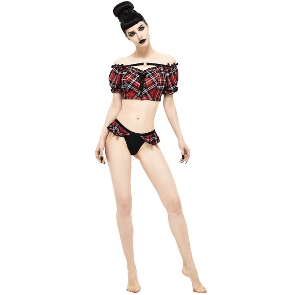 soldes DEVIL FASHION Bikini ‘Scotish’ En Tartan Rouge 15