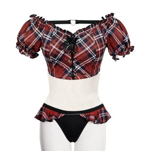 soldes DEVIL FASHION Bikini ‘Scotish’ En Tartan Rouge 50