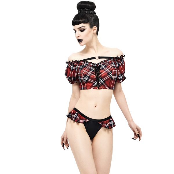 soldes DEVIL FASHION Bikini ‘Scotish’ En Tartan Rouge 8