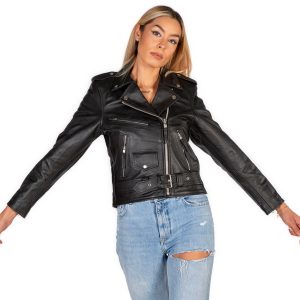 NEW ROCK Blouson En Cuir ‘Buffalo Brando’ Noir Pour Femmes l'unique style 18