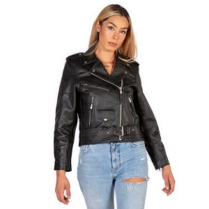 NEW ROCK Blouson En Cuir ‘Buffalo Brando’ Noir Pour Femmes l'unique style 20