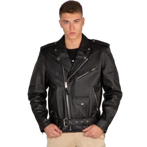 Livraison rapide NEW ROCK Blouson En Cuir ‘Buffalo Brando’ Noir Pour Hommes 11