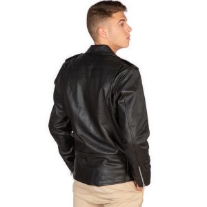 Livraison rapide NEW ROCK Blouson En Cuir ‘Buffalo Brando’ Noir Pour Hommes 13