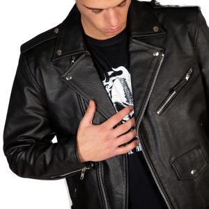 Livraison rapide NEW ROCK Blouson En Cuir ‘Buffalo Brando’ Noir Pour Hommes 17