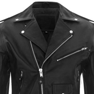 Livraison rapide NEW ROCK Blouson En Cuir ‘Buffalo Brando’ Noir Pour Hommes 21