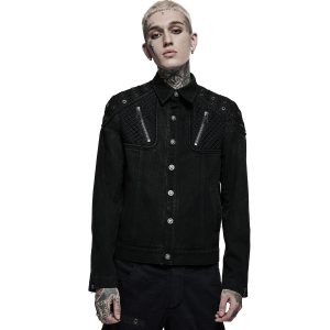 magasin PUNK RAVE Blouson ‘Punk Ragged’ En Jean Noir 20