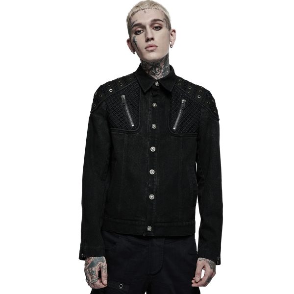 magasin PUNK RAVE Blouson ‘Punk Ragged’ En Jean Noir 3