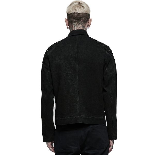 magasin PUNK RAVE Blouson ‘Punk Ragged’ En Jean Noir 4