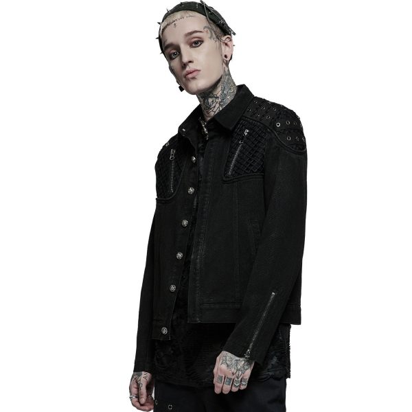 magasin PUNK RAVE Blouson ‘Punk Ragged’ En Jean Noir 5