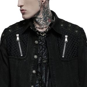 magasin PUNK RAVE Blouson ‘Punk Ragged’ En Jean Noir 30