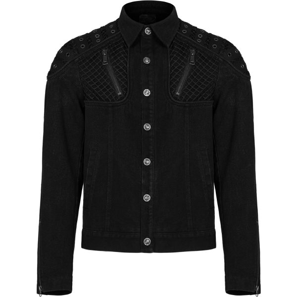 magasin PUNK RAVE Blouson ‘Punk Ragged’ En Jean Noir 1