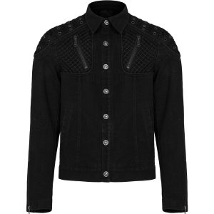 magasin PUNK RAVE Blouson ‘Punk Ragged’ En Jean Noir 32