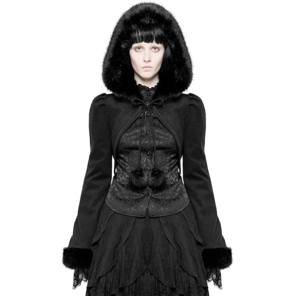 Pyon Pyon Boléro Gothic Lolita ‘Melissa’ Noir à Capuche Satisfait ou Remboursé 3