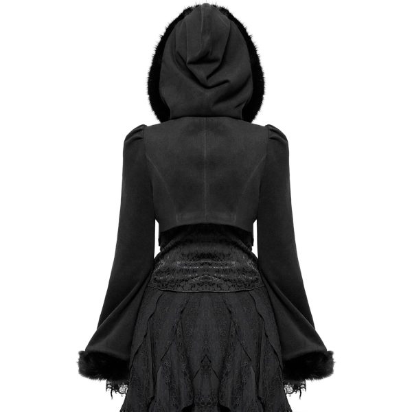 Pyon Pyon Boléro Gothic Lolita ‘Melissa’ Noir à Capuche Satisfait ou Remboursé 4