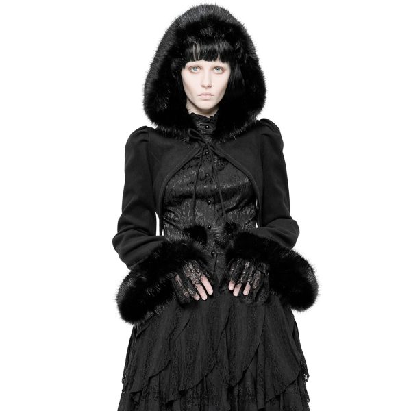 Pyon Pyon Boléro Gothic Lolita ‘Melissa’ Noir à Capuche Satisfait ou Remboursé 5