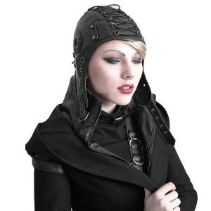 PUNK RAVE Bonnet D’Aviateur ‘Bunker Bomber’ Noir vente en ligne 23