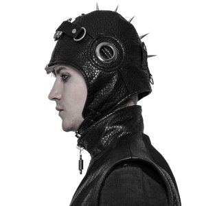 boutique PUNK RAVE Bonnet D’Aviateur ‘Cataclysm’ Noir 25