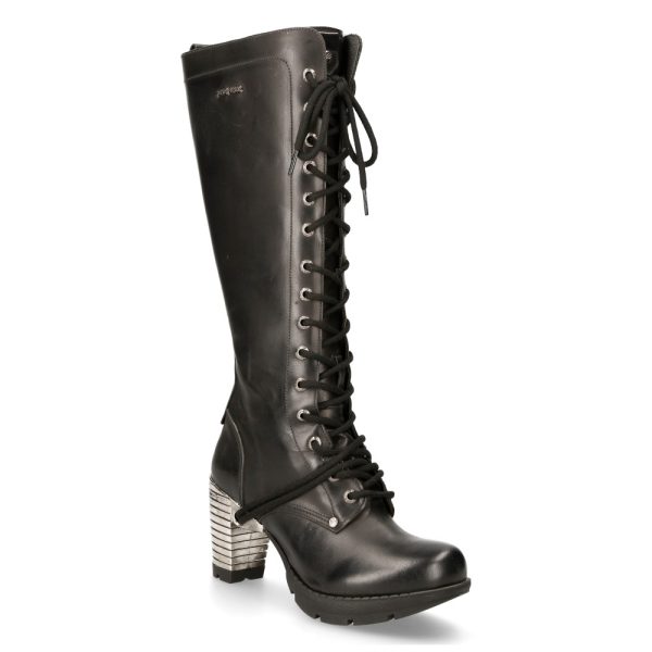 grossiste en ligne Bottes Hautes New Rock Trail En Cuir Itali Noir 3