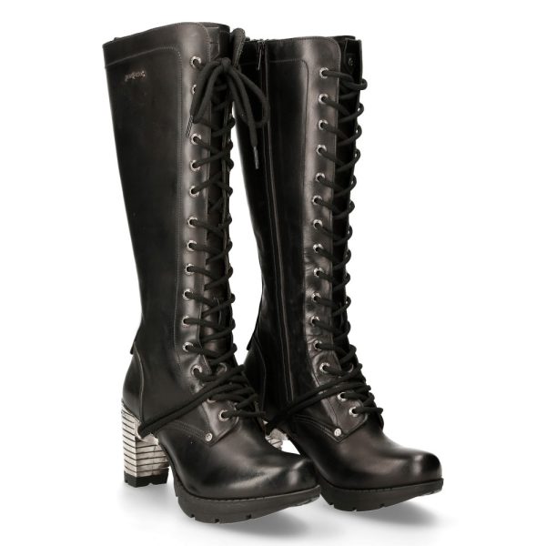 grossiste en ligne Bottes Hautes New Rock Trail En Cuir Itali Noir 9