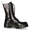 Bottes Hautes New Rock Wall En Cuir Antik Noires De Qualité 28