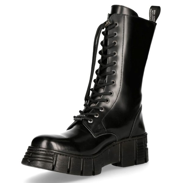 Bottes Hautes New Rock Wall En Cuir Antik Noires De Qualité 5