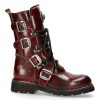 solde en ligne Bottes New Rock Comfort Light En Cuir Bordeaux 26