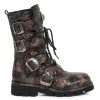 mode Bottes New Rock Comfort Light En Cuir Vintage Flower… 26