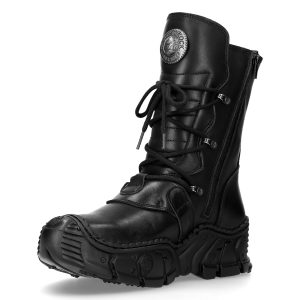 Bottes New Rock Impact En Cuir Noir Les achats en ligne 16