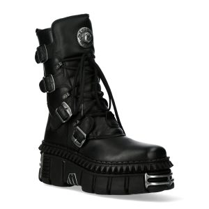 Bottes New Rock Metallic En Cuir Itali Et Nomada Noirs marques pas cher 12