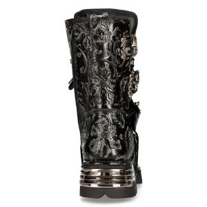 Bottes New Rock Metallic En Cuir Vintage Flower Noir guranteed de qualité 18