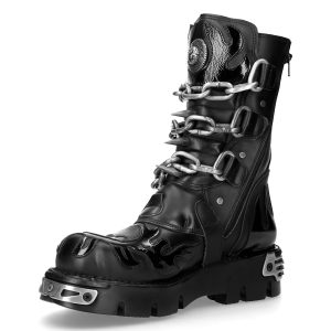 Bottes New Rock Metallic Itali Noir Et Skull En Cuir… REMISE allant 16