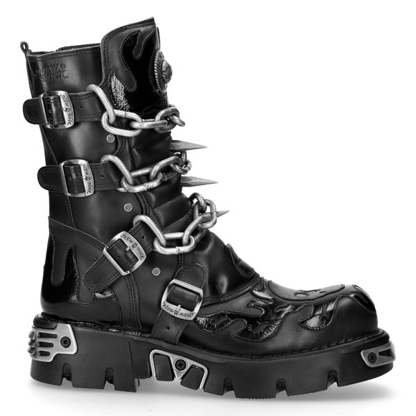 Bottes New Rock Metallic Itali Noir Et Skull En Cuir… REMISE allant 1