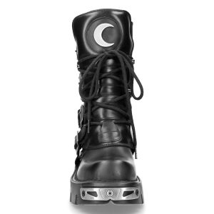 Bottes New Rock Metallic Luna En Cuir Noir à prix d'occasion 14